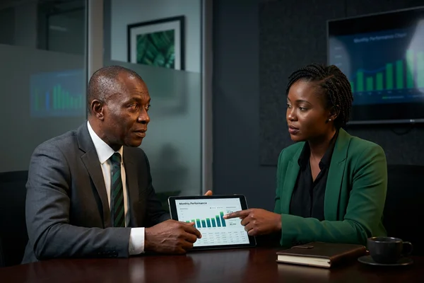 Monthly social performance report presented to a client