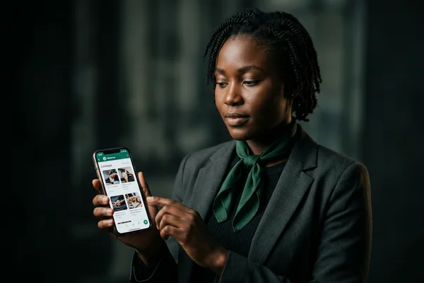 WhatsApp catalogue of services on a phone