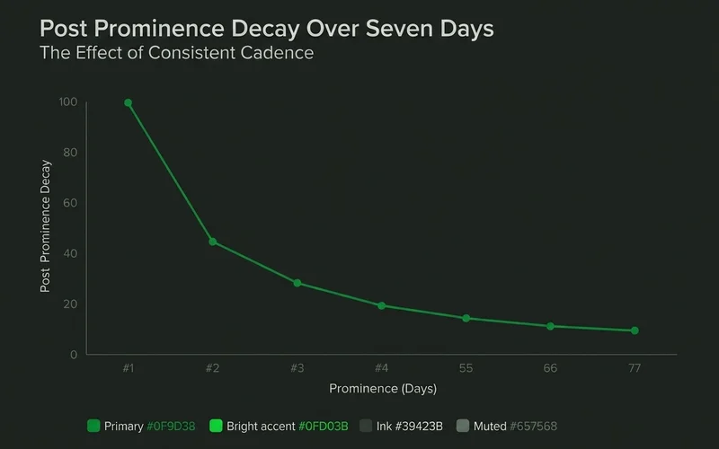 Post prominence decay over seven days and the effect of consistent cadence