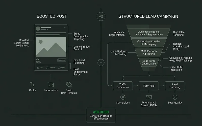 Boosted post compared with a structured lead campaign