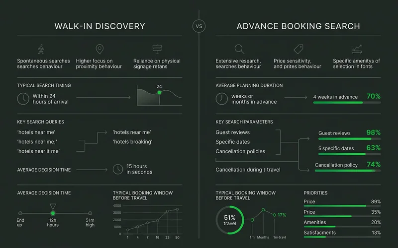 Walk-in discovery compared with advance booking search behaviour