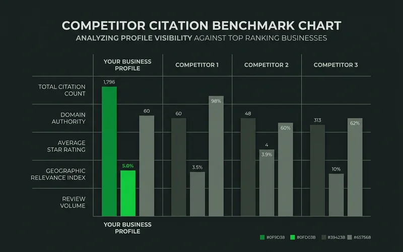 Competitor citation benchmark chart comparing your profile against ranking businesses