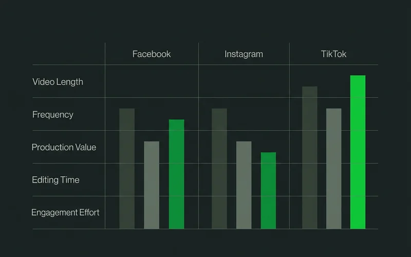 Content production burden compared across Facebook, Instagram and TikTok
