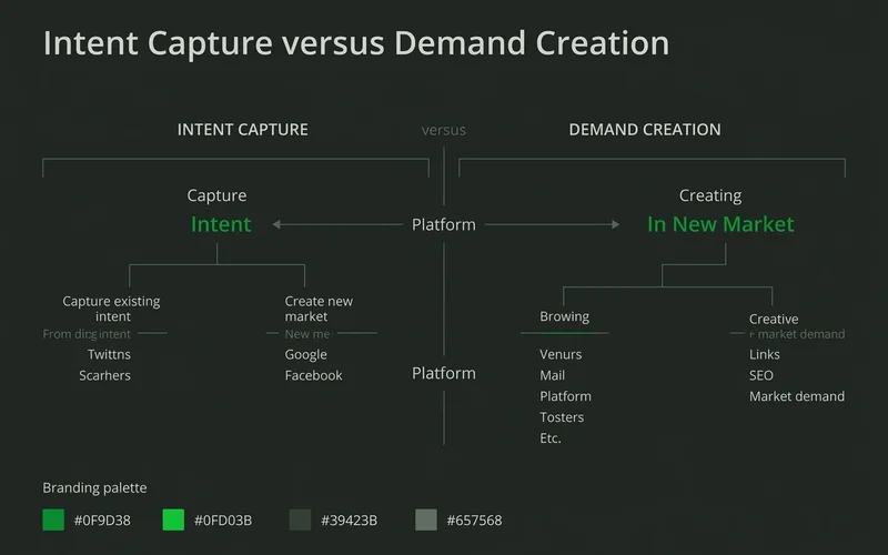 Intent capture versus demand creation, showing where each platform sits