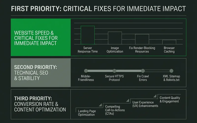 Priority order chart showing which audit fixes to tackle first
