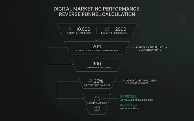 Reverse funnel calculation from lead target to monthly ad spend