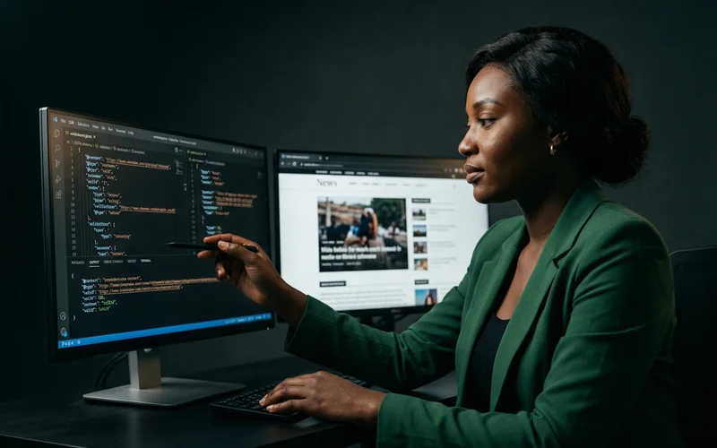 Structured data validation beside a live website preview