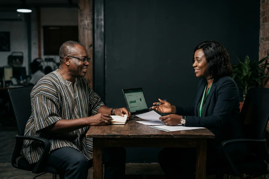 Whizzy Digital working with a local business in Kumasi