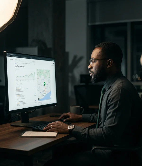 A Whizzy Digital local SEO specialist reviewing Map Pack rankings