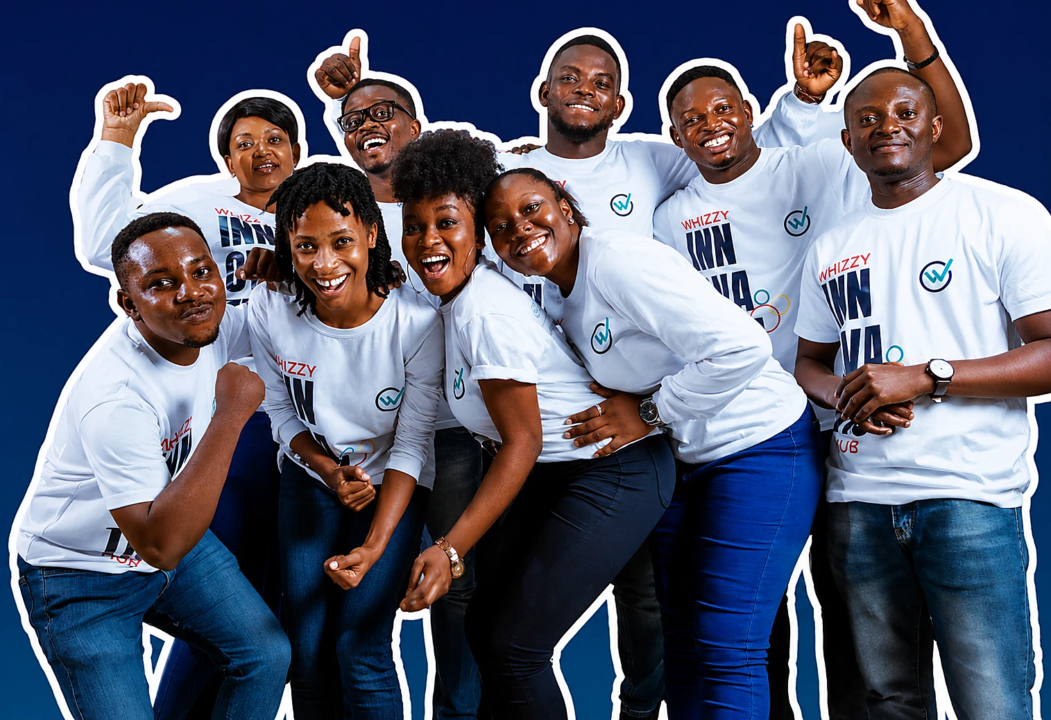 The Whizzy Digital team from the Kumasi innovation hub celebrating together